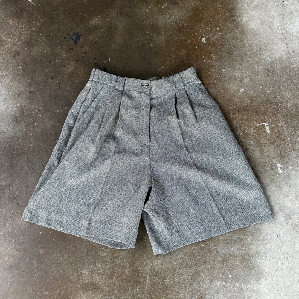 LSH Tweed Shorts Women 10 Grey Pleated Golf High Rise Made in USA 18001 NWT